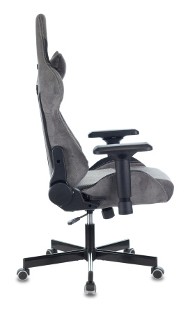 Кресло игровое Zombie VIKING 7 KNIGHT Fabric серый Loft ромбик ткань/эко.кожа с подголов. крестов. м (Серый)