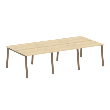 Рабочая станция на 6 рабочих места на А-образном м/к Metal System Style БА.СМ-6.1 3000x1475x750 (Акация/Мокко металл)