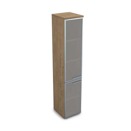 9ПП.005.16 Пенал высокий со стеклом (400x450x2045), правый (Teakwood)