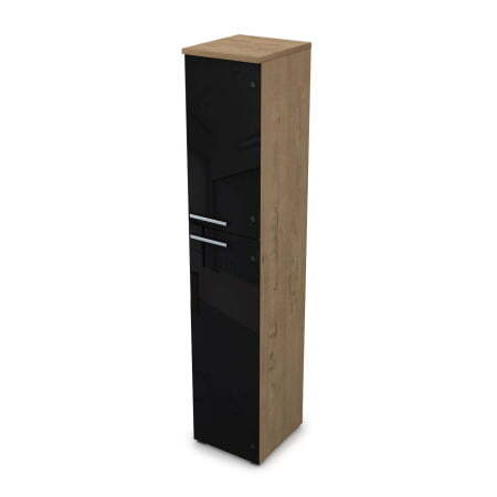 9ПЛ.005.23 Пенал высокий со стеклом (400x450x2045), левый (Teakwood)