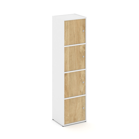 Стеллаж Locker Plus LK.K-004 408x350x1593 (Белый | Тиквуд Светлый)