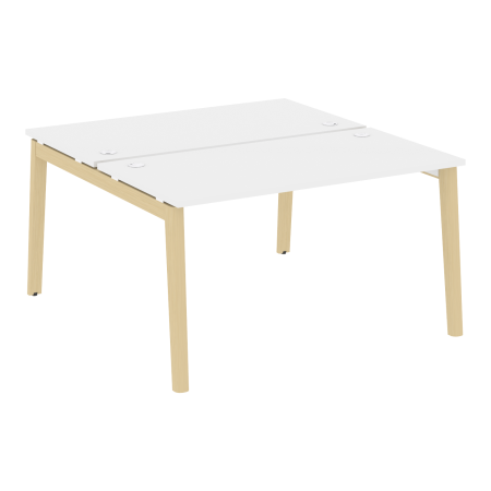 Рабочая станция на деревянных опорах Onix Wood OW.D.RS-2.3.7 1380x1475x750 (Белый Бриллиант/Дуб Светлый)