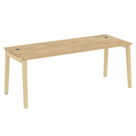 Стол руководителя на деревянных опорах Onix Wood Direct OW.SRR-6.8 1980x800x750 (Тиквуд Светлый/Дуб Светлый)