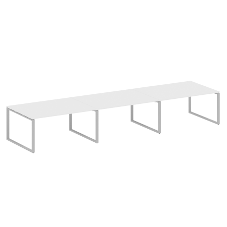 Переговорный стол 3 столешницы Metal System Style БО.ПРГ-3.4 4800x1235x750 (Белый/Серый металл)