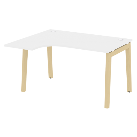 Стол эргономичный левый на деревянных опорах Onix Wood OW.SA-3L 1380x1180x750 (Белый Бриллиант/Дуб Светлый)