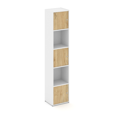 Стеллаж Locker Plus LK.K-007 408x350x1983 (Белый | Тиквуд Светлый)