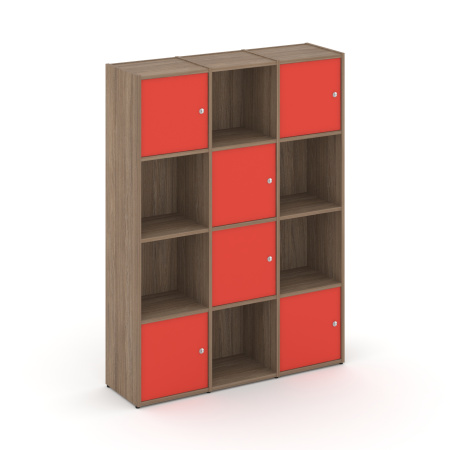 Стеллаж Locker Plus LK.K-006 1188x350x1593 (Дуб Аризона | Красный)