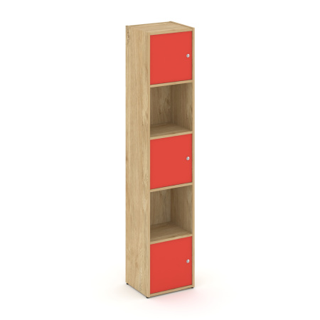 Стеллаж Locker Plus LK.K-007 408x350x1983 (Тиквуд Светлый | Красный)