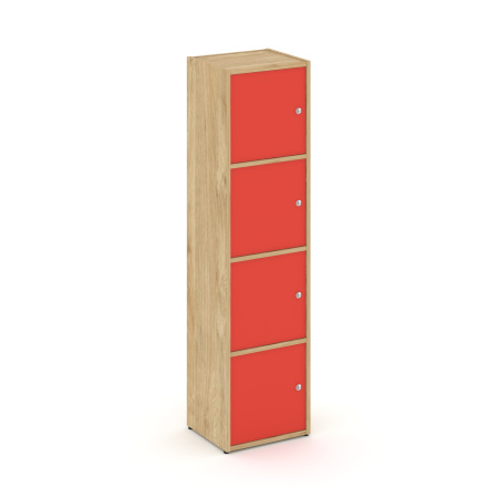 Стеллаж Locker Plus LK.K-004 408x350x1593 (Тиквуд Светлый | Красный)