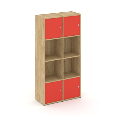 Стеллаж Locker Plus LK.K-005 798x350x1593 (Тиквуд Светлый | Красный)