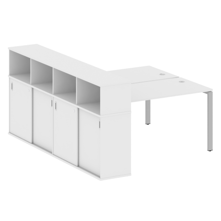 Рабочая станция с опорным шкафом-купе Metal System Style БП.РС-СШК-4.3 1910x2332x1098 (Белый/Серый металл)