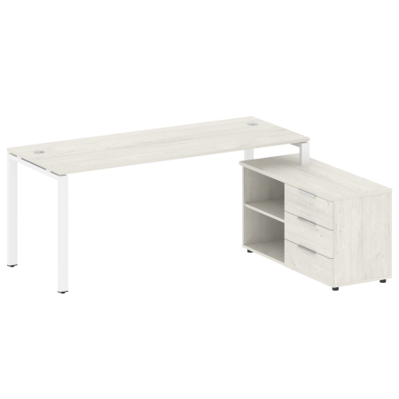 Рабочая станция с опорной тумбой правая Metal System Style БП.РС-СТС-2.5 Пр 1900x1520x750 (Дуб Наварра/Белый металл)