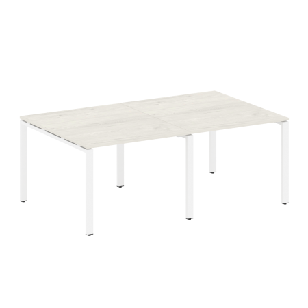 Переговорный стол 2 столешницы Metal System Style БП.ПРГ-2.1 2000x1235x750 (Дуб Наварра/Белый металл)