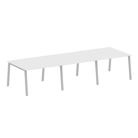 Стол для переговоров (3 столешницы) на А-образном м/к Metal System Style БА.ПРГ-3.2 3600x1235x750 (Белый/Серый металл)