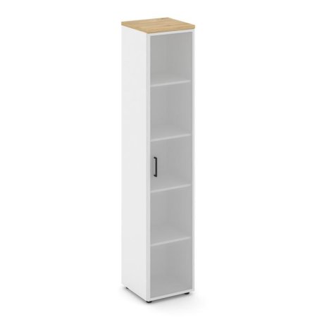 Шкаф высокий узкий универсальный SN.STU-109 (400х400х1982) (Белый/Тиквуд Светлый/Сатин)