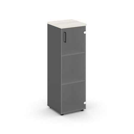 Шкаф средний узкий SN.STU-205(R) (400х400х1203) (Антрацит/Дуб Наварра/Прозрачный)