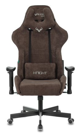 Кресло игровое Zombie VIKING KNIGHT Fabric темно-коричневый Light-10 с подголов. крестов. металл (Коричневый)