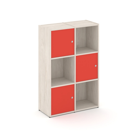 Стеллаж Locker Plus LK.K-002 798x350x1203 (Денвер Светлый | Красный)