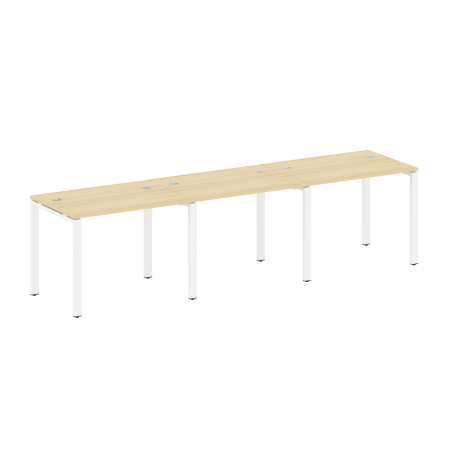 Рабочая станция на 3 раб. места Metal System Style БП.СМ-3.1 3000x720x750 (Акация/Белый металл)