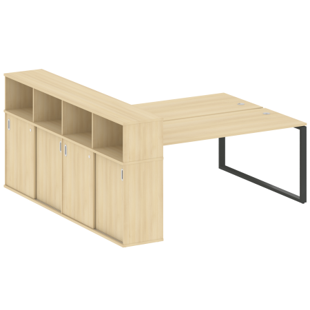 Рабочая станция с шкафом-купе на О-образном м/к Metal System Style БО.РС-СШК-4.5 Т 2210x2332x1098 (Акация/Антрацит металл)