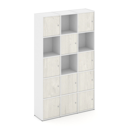 Стеллаж Locker Plus LK.K-009 1188x350x1983 (Белый | Дуб Наварра)