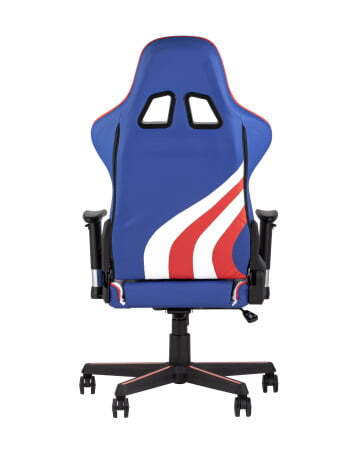 Кресло игровое TopChairs Cherokee синее (Геймерское кресло Cherokee синий, белый, красный)