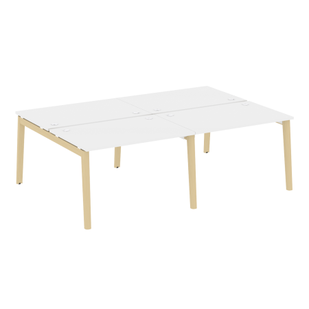 Рабочая станция на деревянных опорах Onix Wood OW.D.RS-4.2.8 2360x1635x750 (Белый Бриллиант/Дуб Светлый)