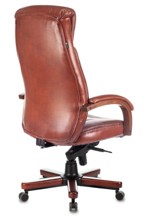 Кресло руководителя T-9922WALNUT светло-коричневый Leather EiCHel кожа крестов. металл/дерево (Темно-коричневый)