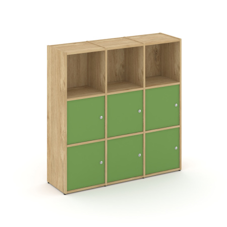 Стеллаж Locker Plus LK.K-003 1188x350x1203 (Тиквуд Светлый | Зеленый)
