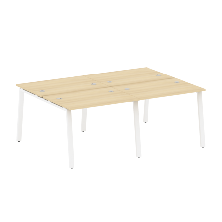 Рабочая станция на 4 рабочих места на А-образном м/к Metal System Style БА.СМ-4.1 2000x1475x750 (Акация/Белый металл)