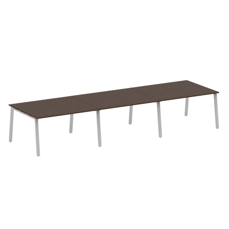 Стол для переговоров (3 столешницы) на А-образном м/к Metal System Style БА.ПРГ-3.3 4200x1235x750 (Венге Цаво/Серый металл)