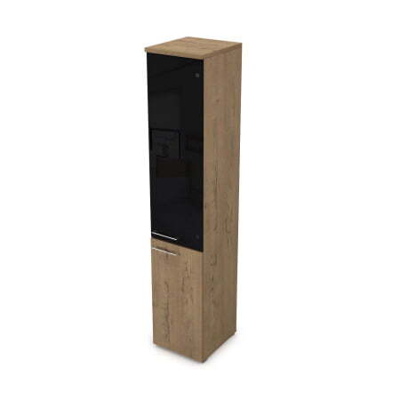 Пенал высокий со стеклом левый Gloss line 9НП.005.22 Л 400x450x2045 (Teakwood)