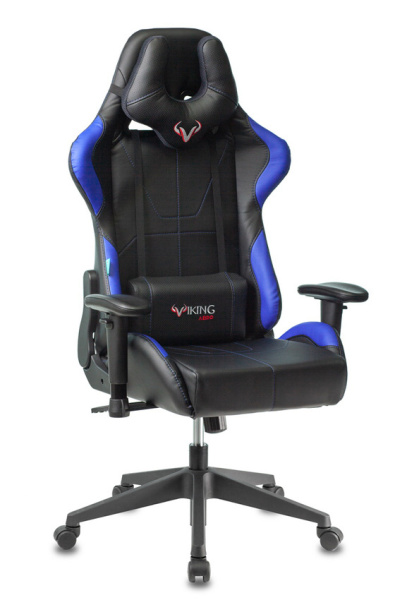 Кресло игровое Zombie VIKING 5 AERO черный/синий эко.кожа с подголов. крестов. пластик (Синий)