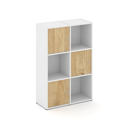 Стеллаж Locker Plus LK.K-002 798x350x1203 (Белый | Тиквуд Светлый)