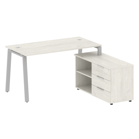 Рабочая станция с тумбой на А-образном м/к Metal System Style БА.РС-СТС-2.3 (R) 1500x1520x750 (Дуб наварра/Серый металл)