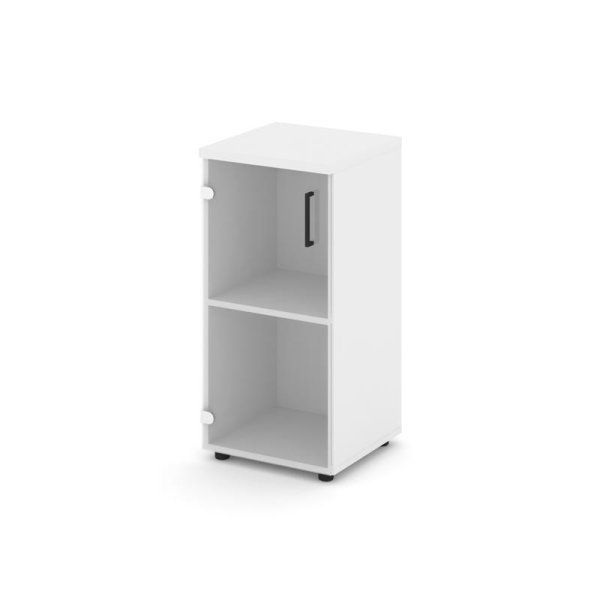 Шкаф низкий узкий SN.STU.E-302(L) (400х400х833) (Белый/Прозрачный)