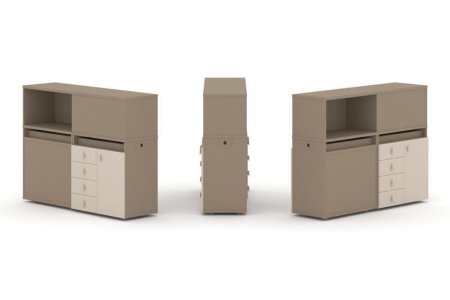 Тумба двойная + низкая надставка ES.NB.2N-16 (1500х410х1135) (Латте/Капучино)