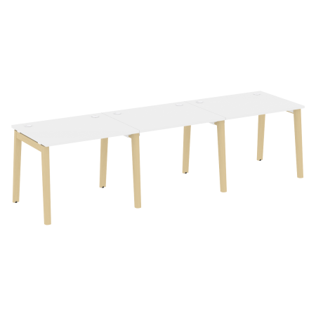 Рабочая станция на деревянных опорах Onix Wood OW.RS-3.1.8 2940x800x750 (Белый Бриллиант/Дуб Светлый)