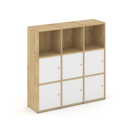 Стеллаж Locker Plus LK.K-003 1188x350x1203 (Тиквуд Светлый | Белый)