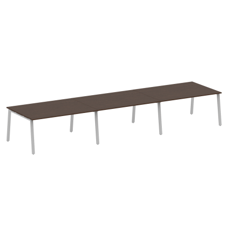 Стол для переговоров (3 столешницы) на А-образном м/к Metal System Style БА.ПРГ-3.4 4800x1235x750 (Венге Цаво/Серый металл)
