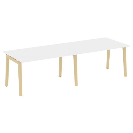 Стол переговорный на деревянных опорах Onix Wood OW.PRG-2.3 2760x980x750 (Белый Бриллиант/Дуб Светлый)