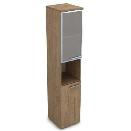 9ПП.005.20 Пенал высокий со стеклом и нишей (400x450x2045), правый (Teakwood)